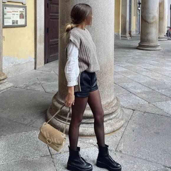 ZARA sz. 40/9 Flat Sock Ankle Boots Zipper Front Booties Combat Chunky Platform - Picture 3 of 15